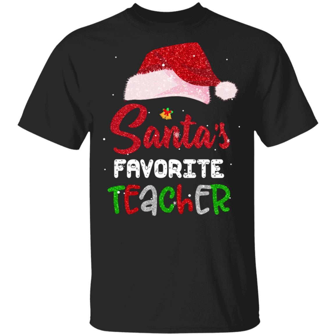 Santa's Favorite Teacher Christmas Xmas Gifts-T-Shirt & Sweatshirt-Classic T-Shirt-Black