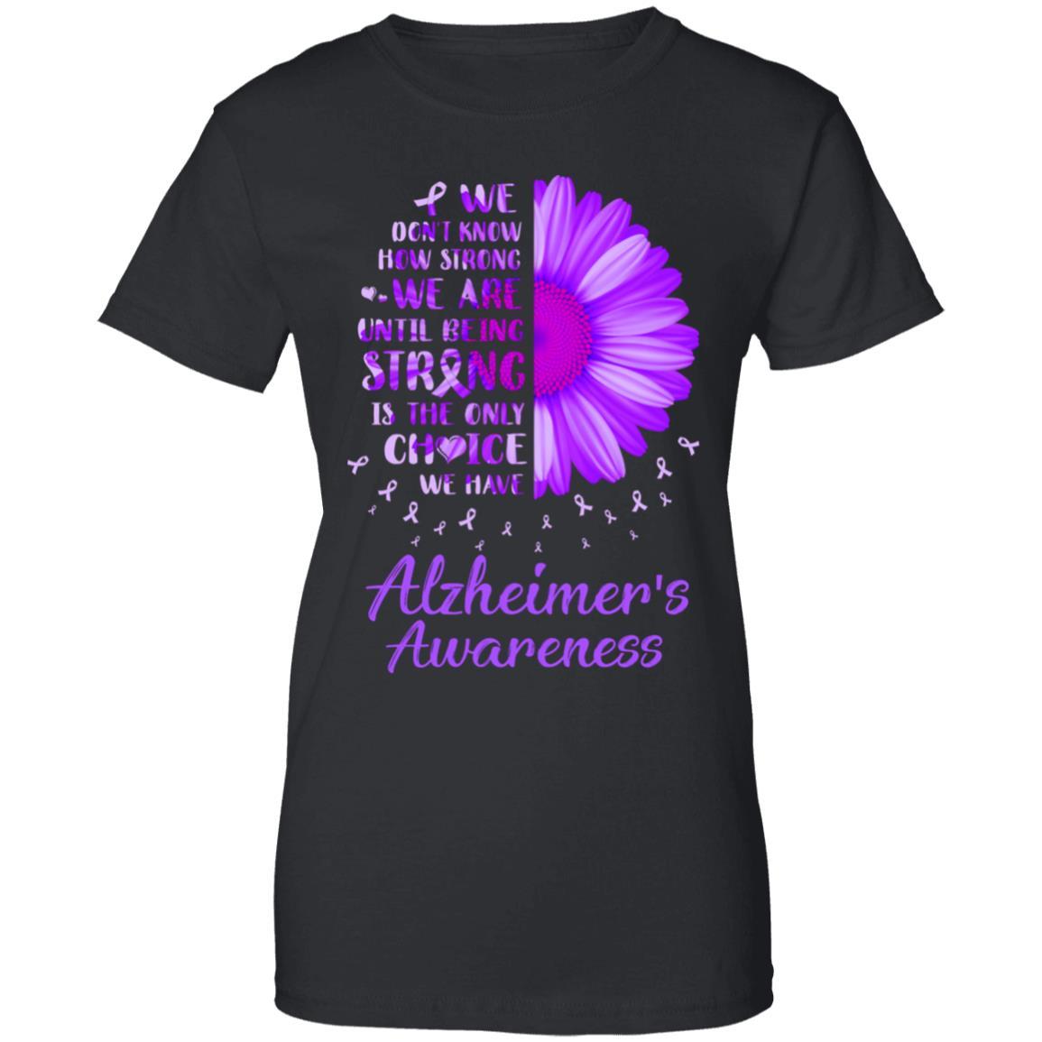 Being Strong Daisy Flower Purple Alzheimer's Awareness-T-Shirt & Hoodie-Women's T-Shirt-Black