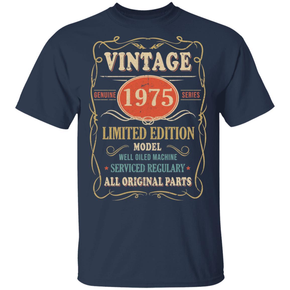 Vintage 1975 46th Birthday All Original Parts Gift-T-Shirt & Hoodie-Classic T-Shirt-Navy