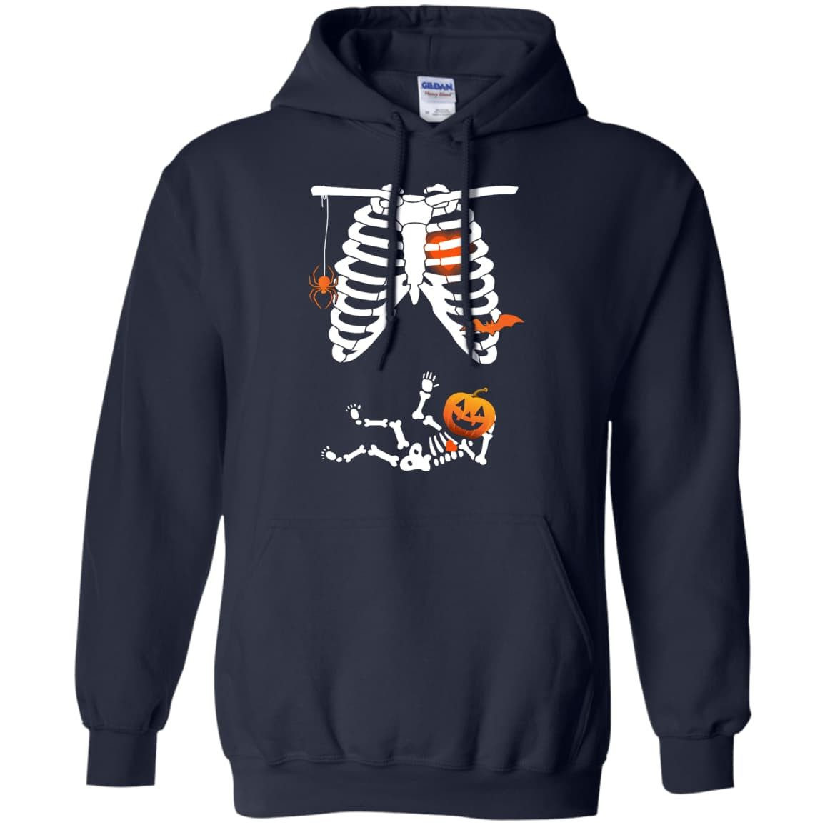Halloween Baby Skeleton Maternity-T-Shirt & Hoodie-Pullover Hoodie-Navy