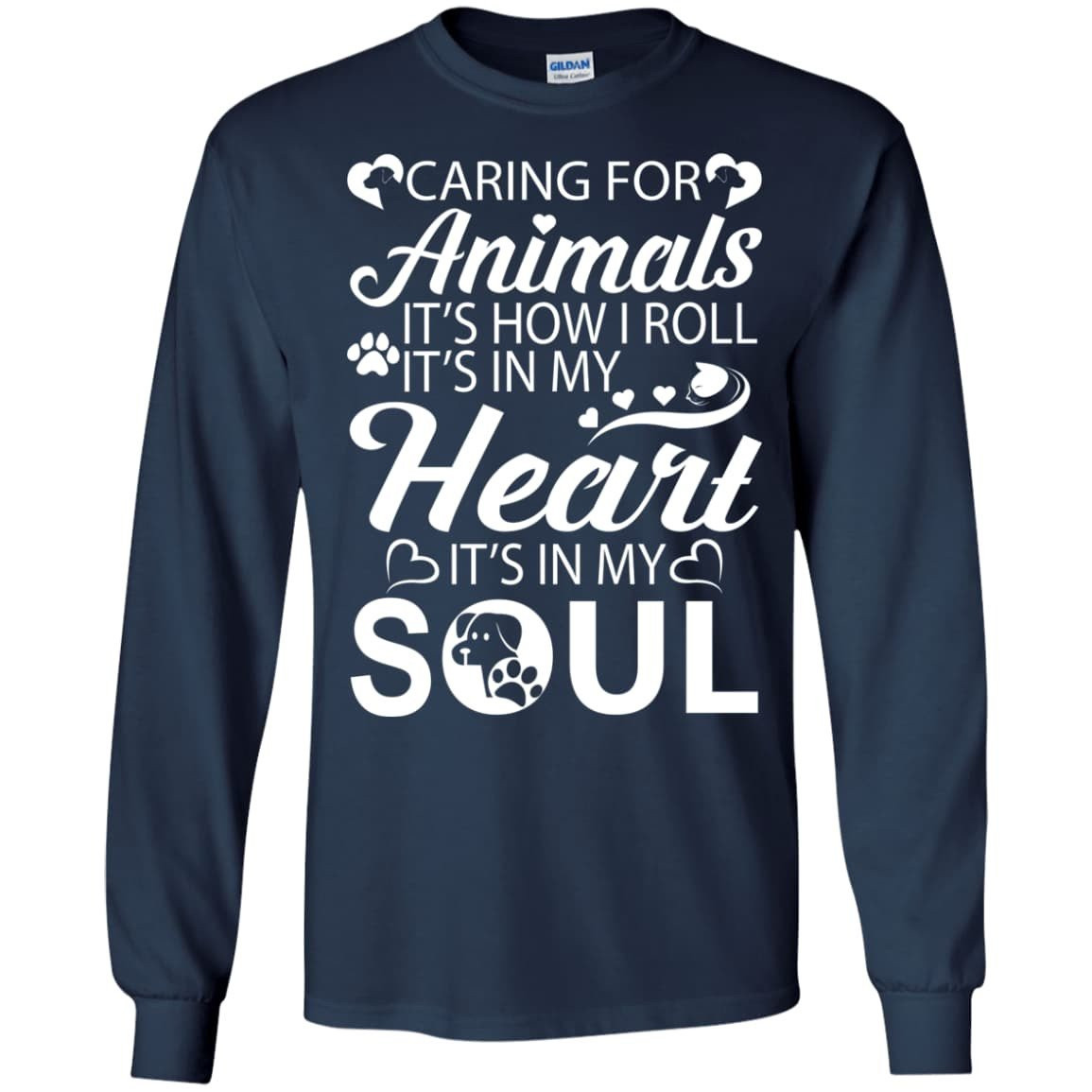 Caring For Animals Light-T-Shirt & Hoodie-Long Sleeve T-Shirt-Navy