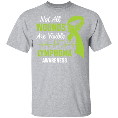 Lymphoma Awareness Green Not All Wounds Are Visible-T-Shirt & Hoodie-Classic T-Shirt-Sport Grey
