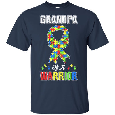 Grandpa Of A Warrior Support Autism Awareness Gift-T-Shirt & Hoodie-Classic T-Shirt-Navy