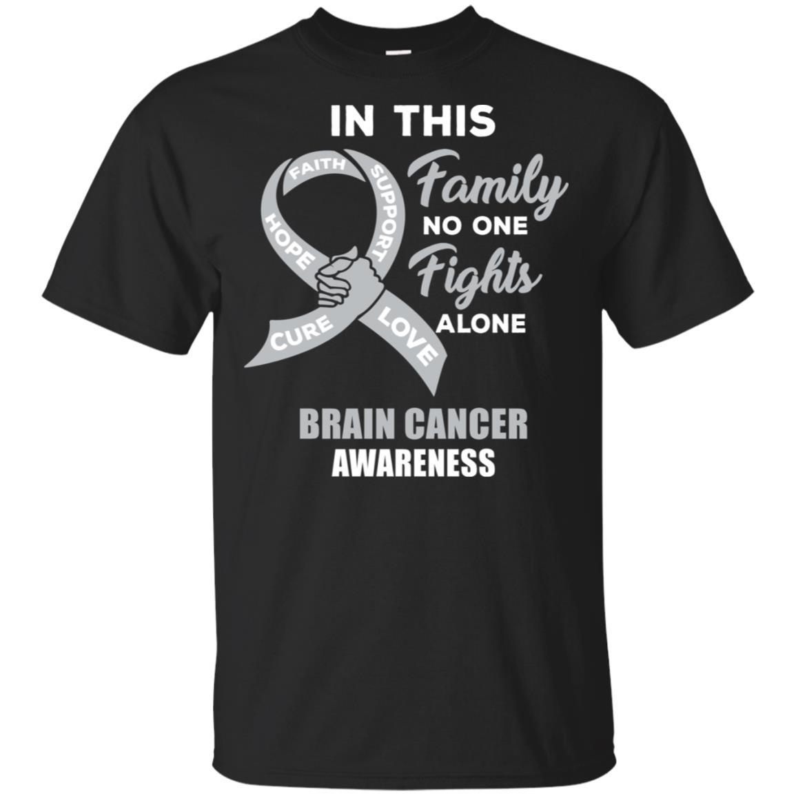 In This Family No One Fights Alone Brain Cancer-T-Shirt & Hoodie-Classic T-Shirt-Black