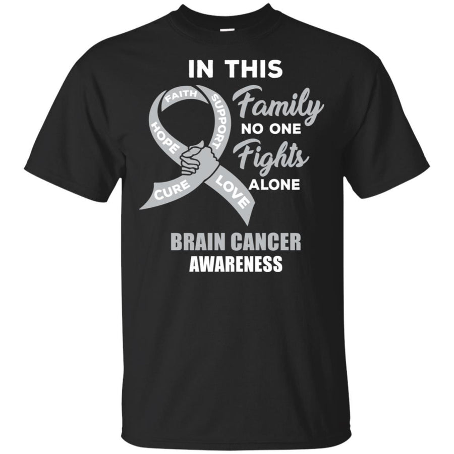 In This Family No One Fights Alone Brain Cancer-T-Shirt & Hoodie-Classic T-Shirt-Black