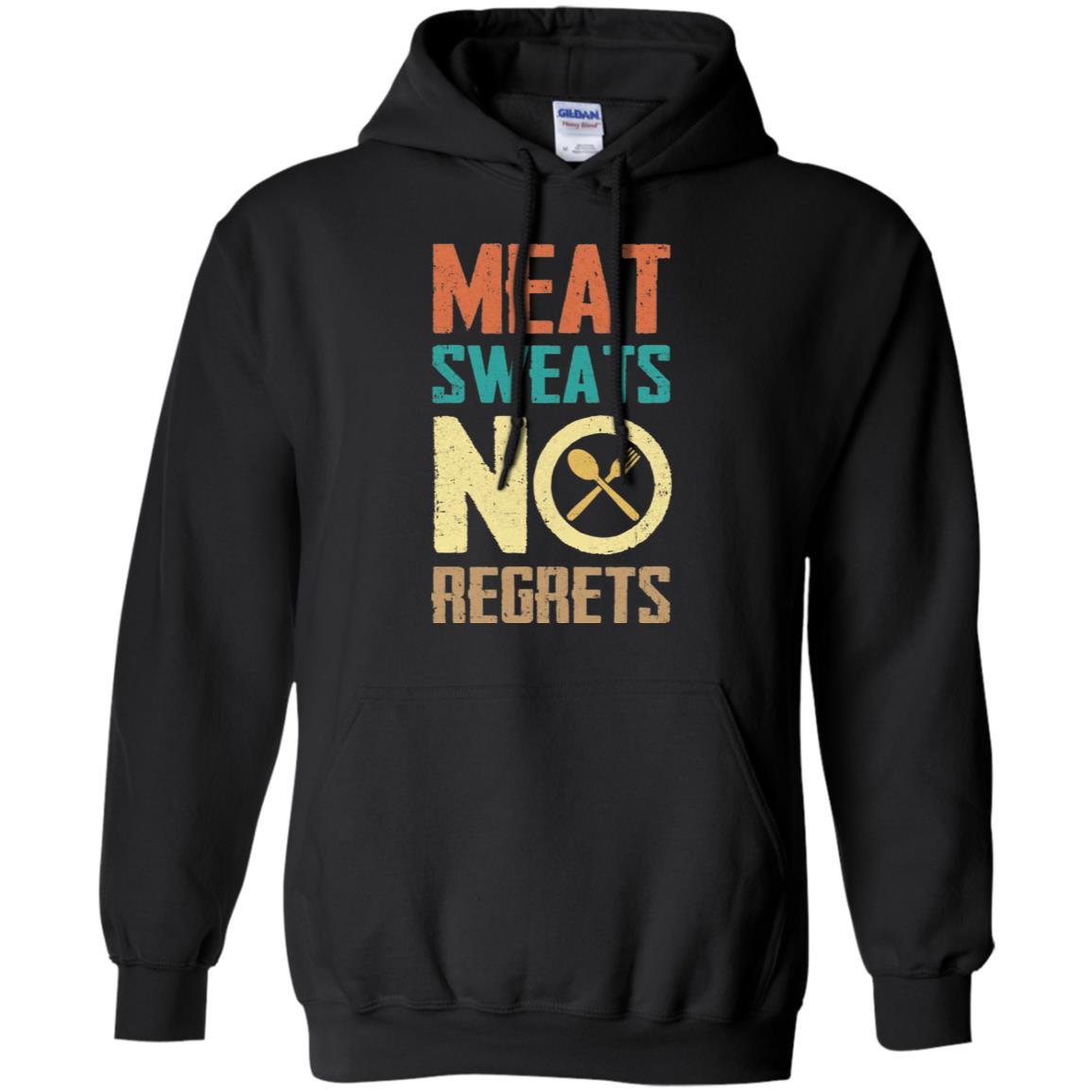 Vintage Retro Meat Sweats No Regrets Funny BBQ-T-Shirt & Hoodie-Pullover Hoodie-Black