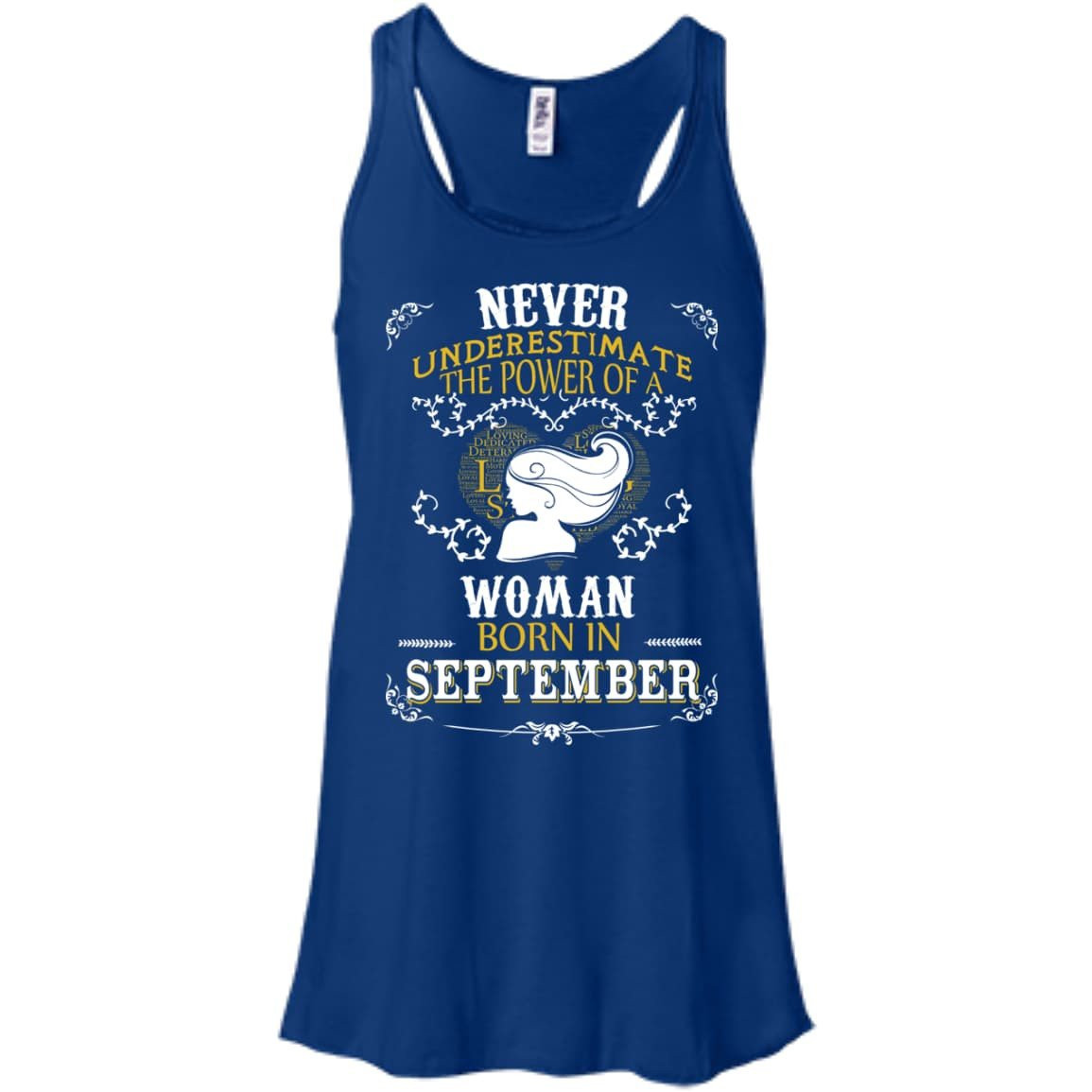 A Woman Born In SEPTEMBER-T-Shirt & Hoodie-Women's Flowy Racerback Tank-True Royal