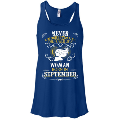 A Woman Born In SEPTEMBER-T-Shirt & Hoodie-Women's Flowy Racerback Tank-True Royal