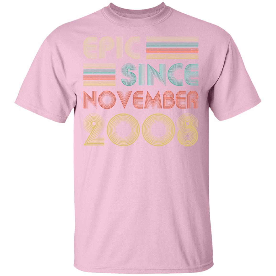 Epic Since November 2008 Vintage 13th Birthday Gifts Youth-Youth Shirt-Youth T-Shirt-Light Pink