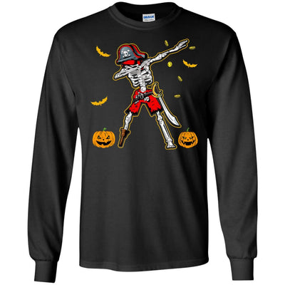 Dabbing Skeleton Pirate For Kids Boys Halloween Gift Dab-T-Shirt & Hoodie-Long Sleeve T-Shirt-Black