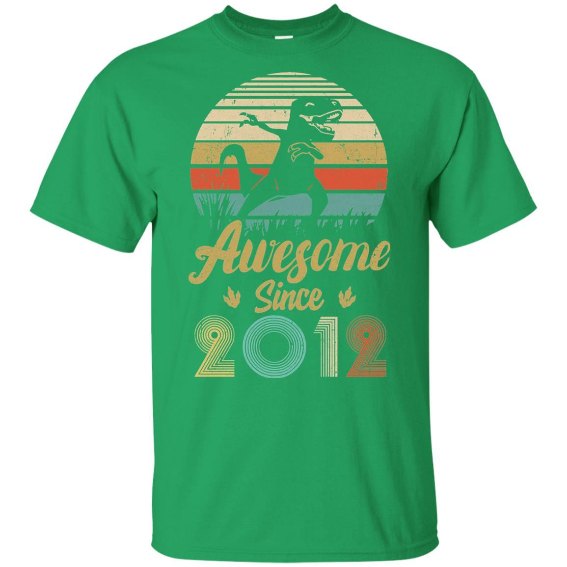 Awesome Since 2012 9th Years Old Dinosaur Birthday Gift Youth-Youth Shirt-Youth T-Shirt-Irish Green