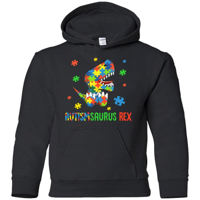 Autismsaurus Rex Autism Dinosaur T-Rex For Kids Youth-Youth Shirt-Youth Pullover Hoodie-Black