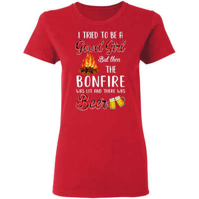 I Tried To Be A Good Girl But The Bonfire And Beer-T-Shirt & Hoodie-Women's T-Shirt-Red