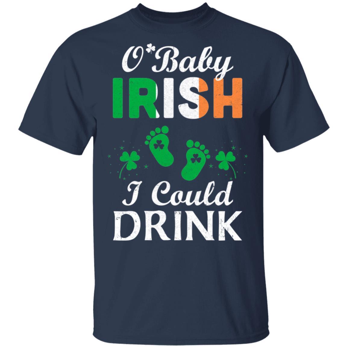 Irish I Could Drink Pregnancy Announcement St Patricks-T-Shirt & Hoodie-Classic T-Shirt-Navy