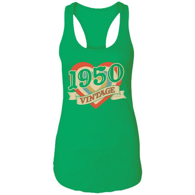 71th Birthday Gifts Classic Retro Heart Vintage 1950-T-Shirt & Tank Top-Women's Ideal Racerback Tank-Kelly Green