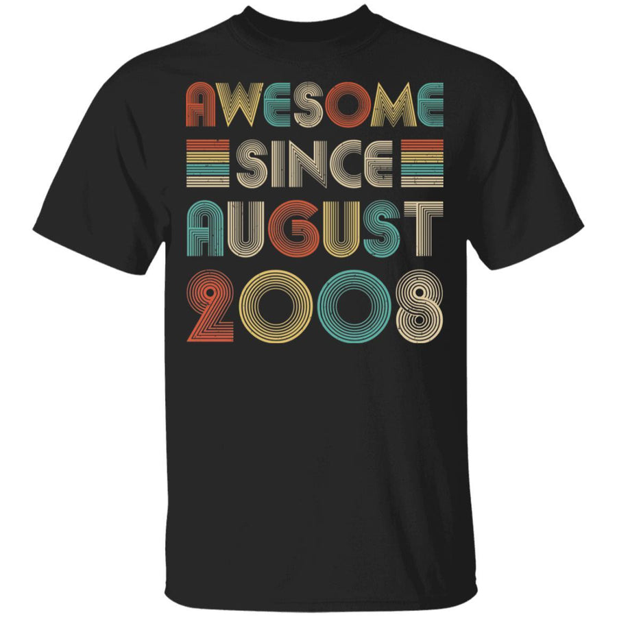 Awesome Since August 2008 Vintage 13th Birthday Gifts Youth-Youth Shirt-Youth T-Shirt-Black