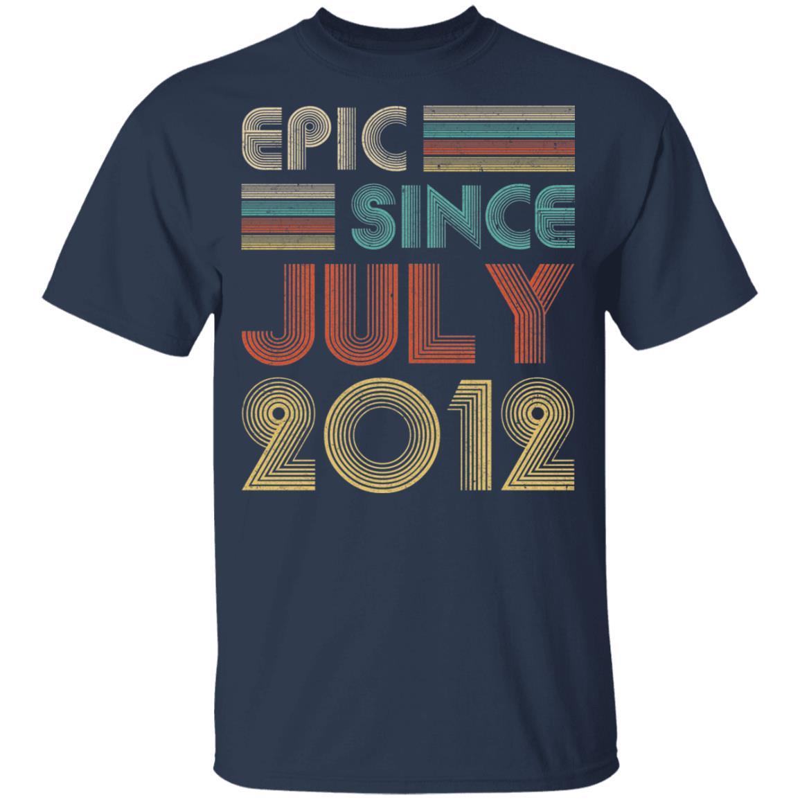 Epic Since July 2012 Vintage 9th Birthday Gifts Youth-Youth Shirt-Youth T-Shirt-Navy