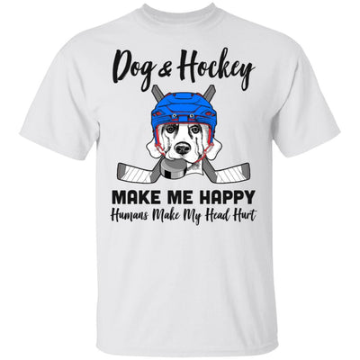 Dogs And Hockey Make Me Happy Humans Make My Head Hurt-T-Shirt & Hoodie-Classic T-Shirt-White