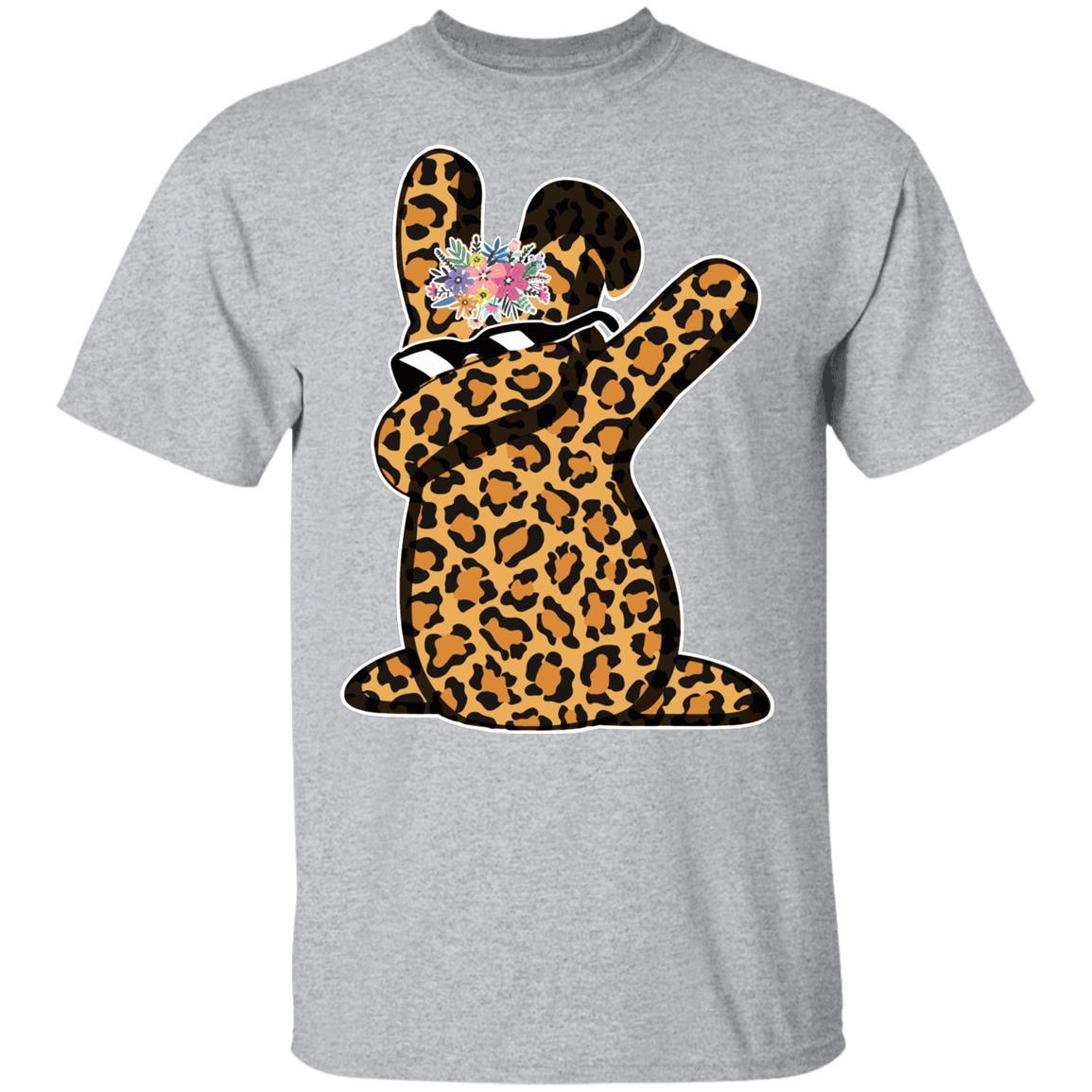 Funny Easter Gift For Her Teen Girls Dabbing Bunny Leopard Youth-Youth Shirt-Youth T-Shirt-Sport Grey