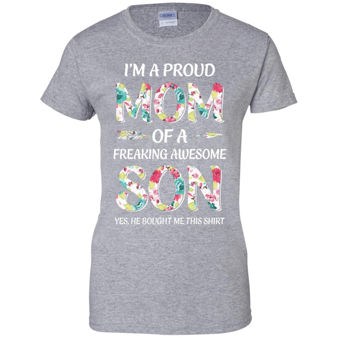 Proud Mom Mother's Day Gift From A Son To Mom-T-Shirt & Hoodie-Women's T-Shirt-Sport Grey