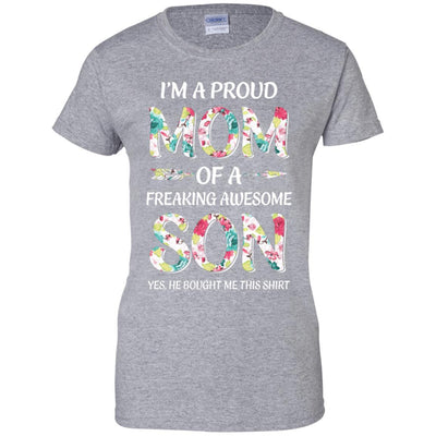 Proud Mom Mother's Day Gift From A Son To Mom-T-Shirt & Hoodie-Women's T-Shirt-Sport Grey