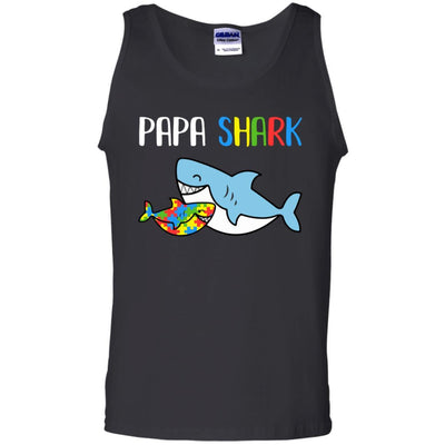 Papa Shark Support Autism Awareness For Grandchild-T-Shirt & Hoodie-Unisex Tank-Black