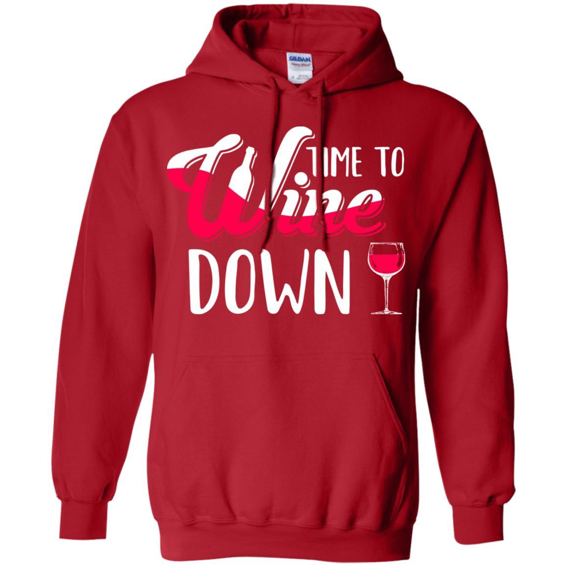 Time To Wine Down Funny Drinking Wine-T-Shirt & Tank Top-Pullover Hoodie-Red