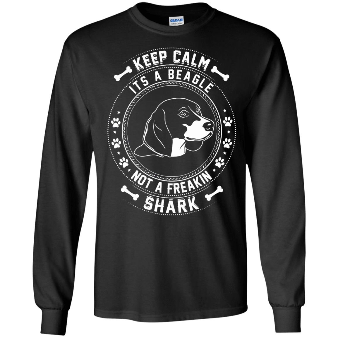 Keep Calm It's A Beagle Not A Freaking Shark-T-Shirt & Hoodie-Long Sleeve T-Shirt-Black