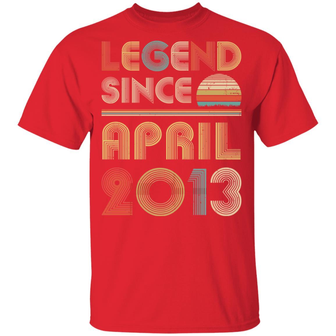 Legend Since April 2013 Vintage 8th Birthday Gifts Youth-Youth Shirt-Youth T-Shirt-Red