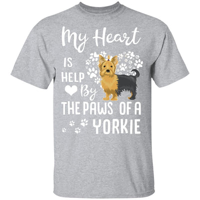 My Heart Is Held By The Paws Of A Yorkie Lover-T-Shirt & Hoodie-Classic T-Shirt-Sport Grey
