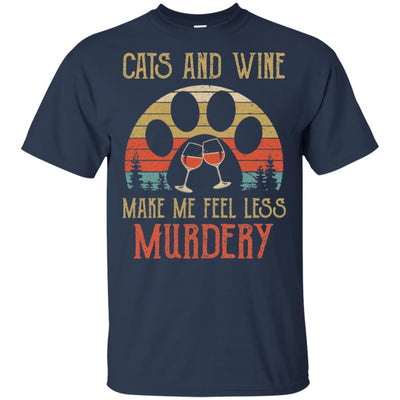 Cats and Wine Make Me Feel Less Murdery-T-Shirt & Hoodie-Classic T-Shirt-Navy