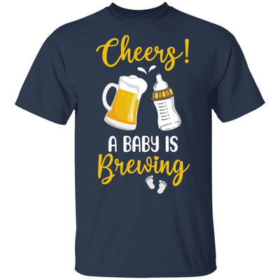 Cheers A Baby is Brewing Gender Pregnancy Announcement-T-Shirt & Hoodie-Classic T-Shirt-Navy