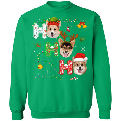 Christmas Ho Ho Ho Corgi Lover Funny Xmas Gift-T-Shirt & Sweatshirt-Crewneck Sweatshirt-Irish Green