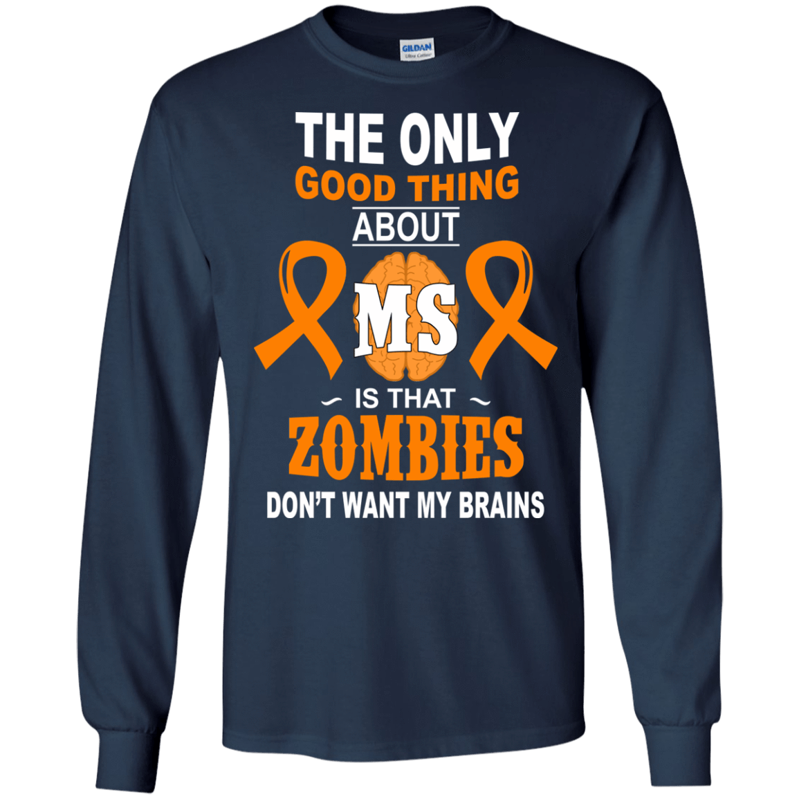 You're Saaaafe - Multiple Sclerosis-T-Shirt & Hoodie-Long Sleeve T-Shirt-Navy