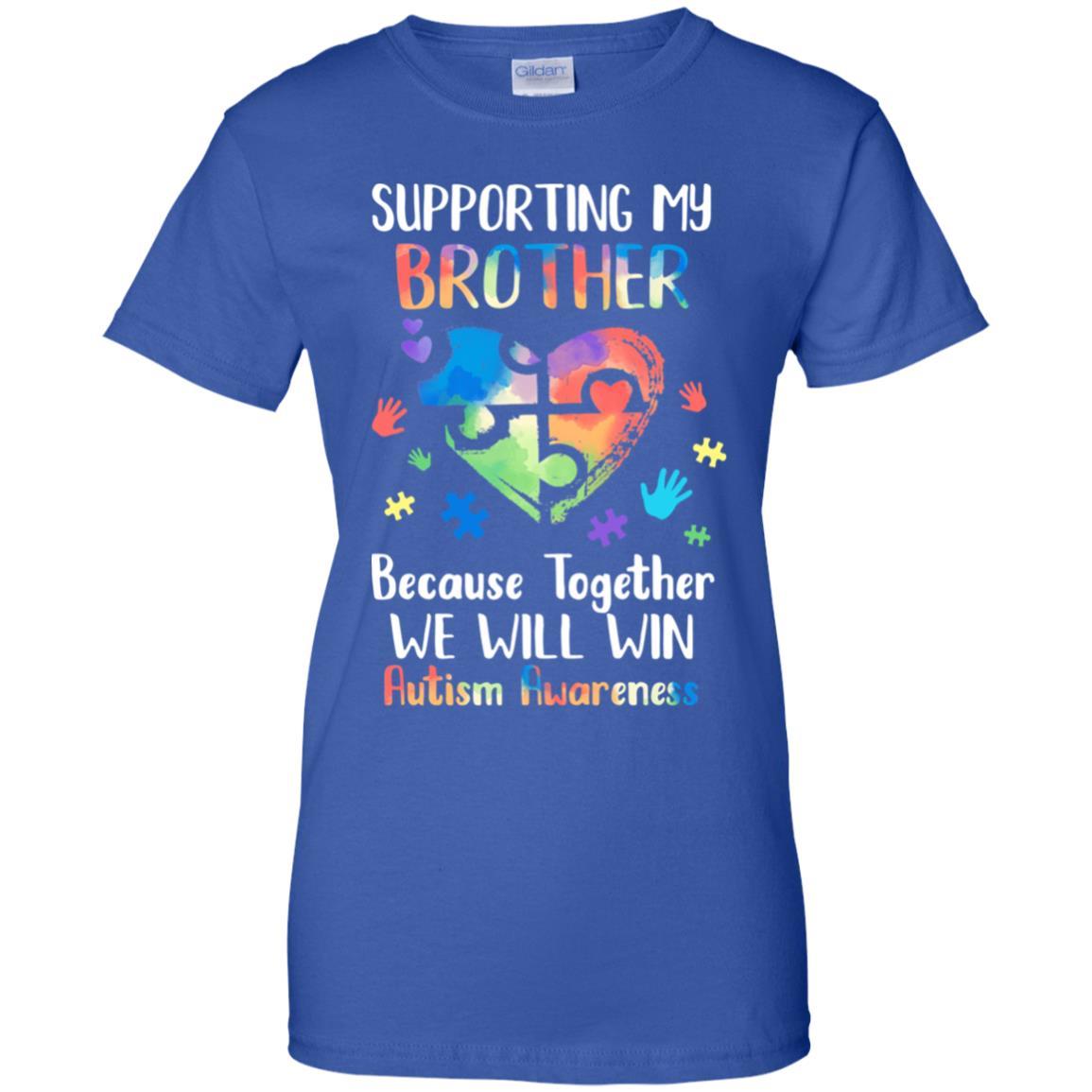 Supporting My Brother Puzzle Autism Awareness Month-T-Shirt & Hoodie-Women's T-Shirt-Royal