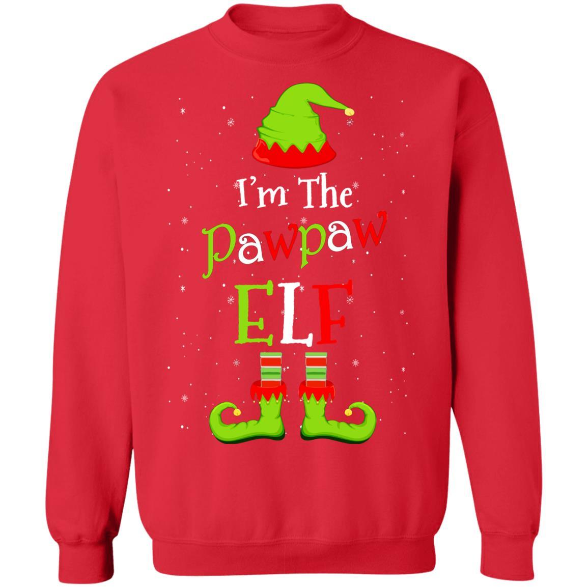 I'm The PawPaw Elf Family Matching Funny Christmas Group Gift-T-Shirt & Sweatshirt-Crewneck Sweatshirt-Red