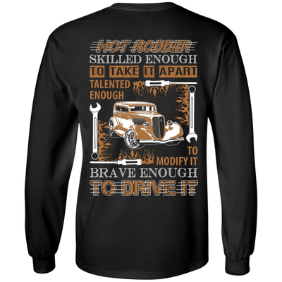 Hot Rodder Skulled Enough To Take It Apart-T-Shirt & Hoodie-Long Sleeve T-Shirt-Black