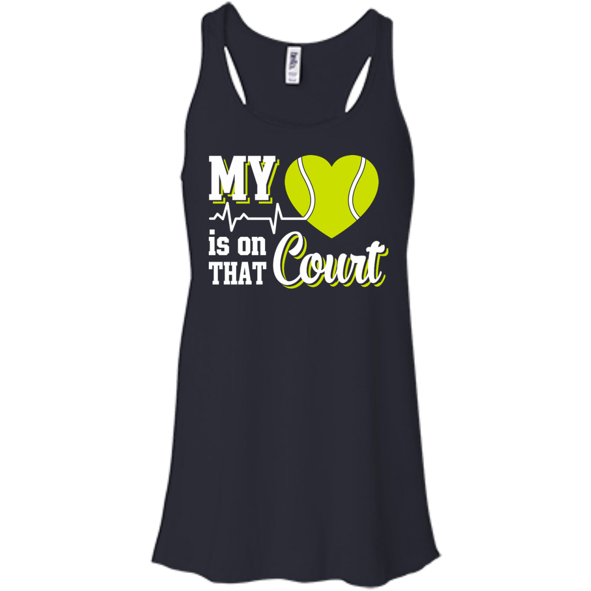 My Heart Is On That Court Tennis T Shirt-T-Shirt & Hoodie-Women's Flowy Racerback Tank-Midnight