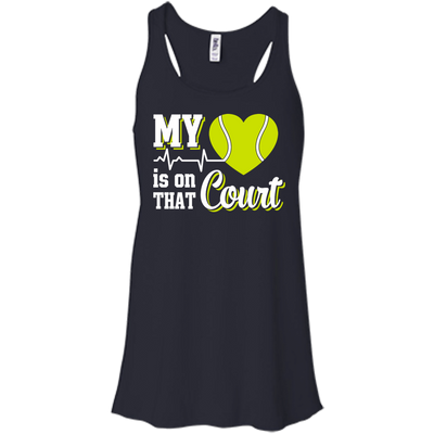 My Heart Is On That Court Tennis T Shirt-T-Shirt & Hoodie-Women's Flowy Racerback Tank-Midnight