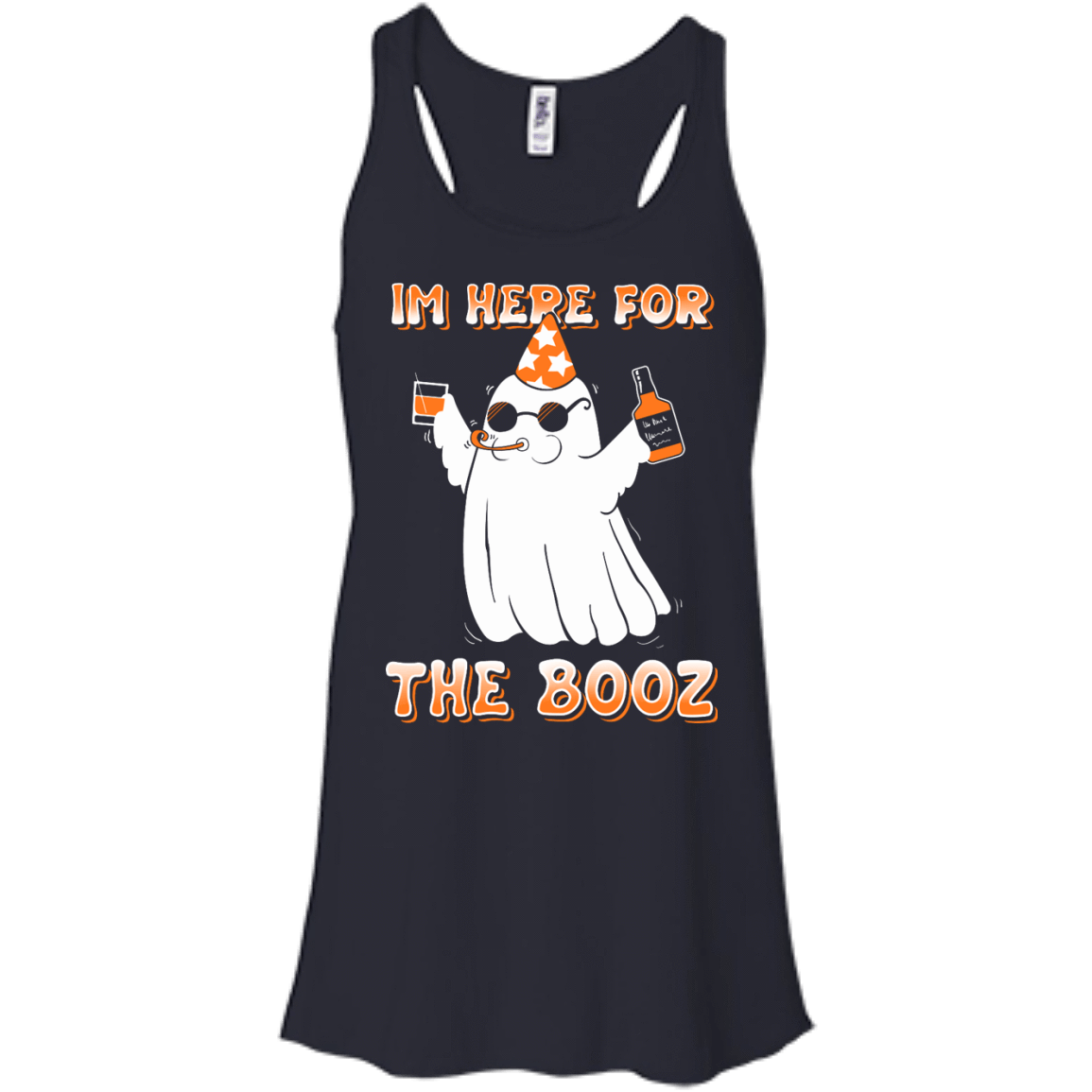 I'm Here For The Booz Halloween-T-Shirt & Hoodie-Women's Flowy Racerback Tank-Midnight