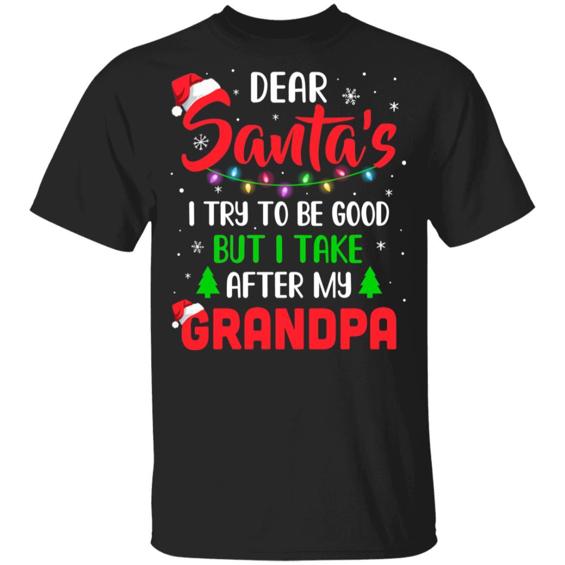 Dear Santa I Tried To Be Good But My Grandpa Christmas Kids Youth-Youth Shirt-Youth T-Shirt-Black