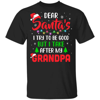 Dear Santa I Tried To Be Good But My Grandpa Christmas Kids Youth-Youth Shirt-Youth T-Shirt-Black