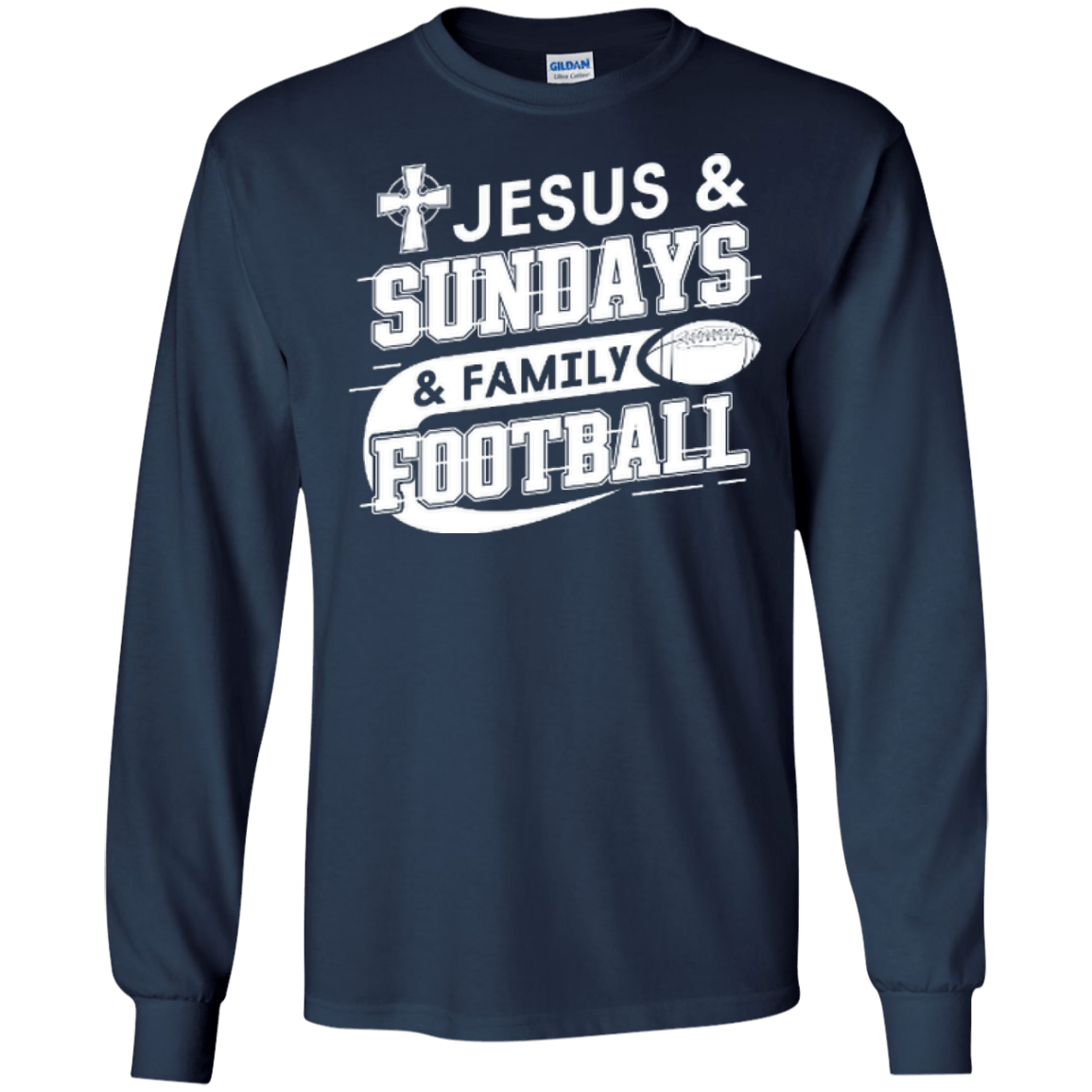 Jesus Sundays Family Football-T-Shirt & Hoodie-Long Sleeve T-Shirt-Navy