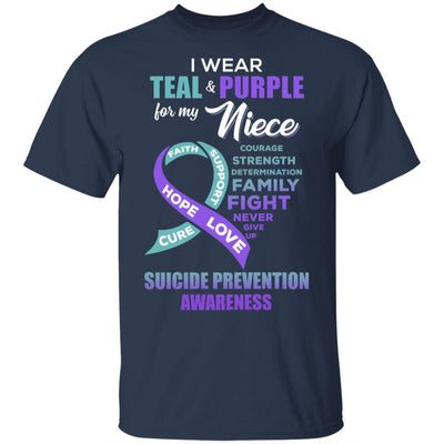 Suicide Prevention I Wear Teal And Purple For My Niece-T-Shirt & Hoodie-Classic T-Shirt-Navy