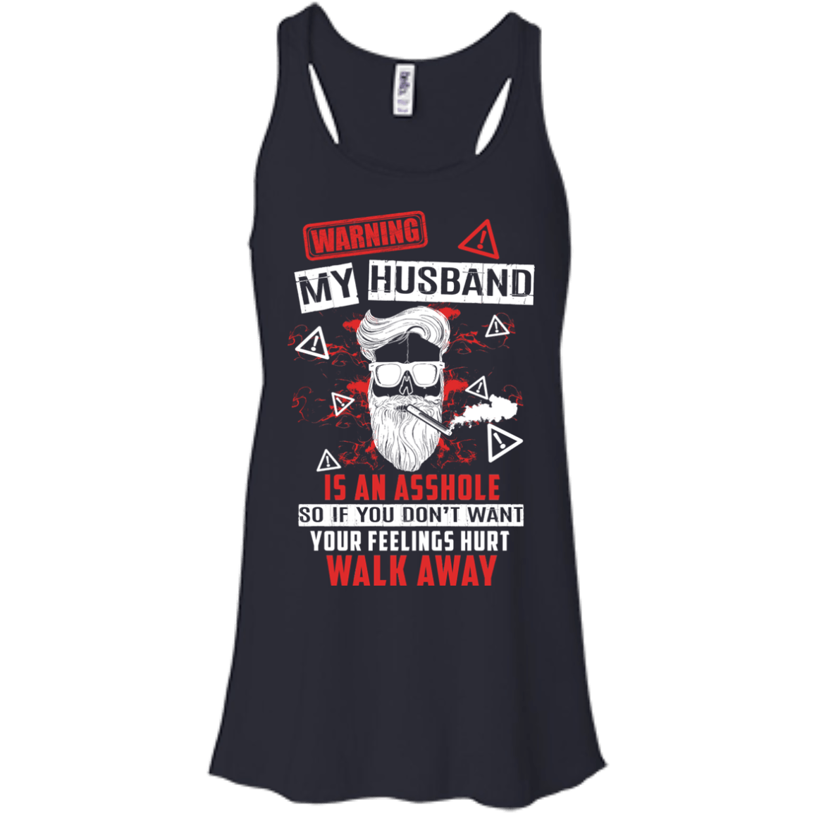 My Husband Is An A**hole-T-Shirt & Hoodie-Women's Flowy Racerback Tank-Midnight