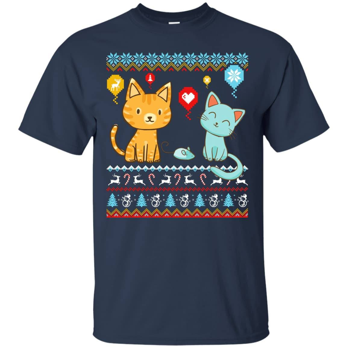 Halo Halo Christmas Cat Lover-T-Shirt & Hoodie-Classic T-Shirt-Navy