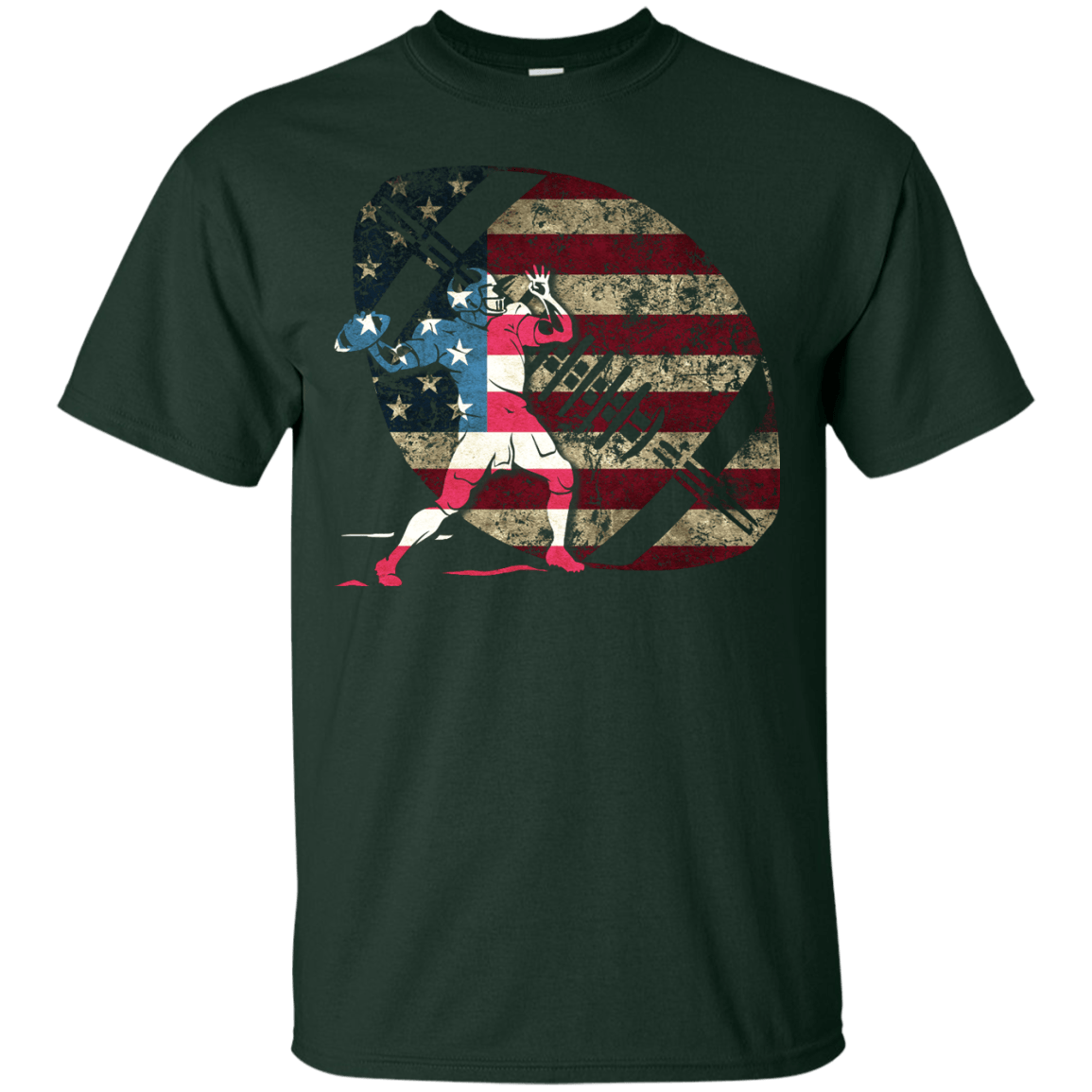 Quarterback Football America Flag-T-Shirt & Hoodie-Classic T-Shirt-Forest Green