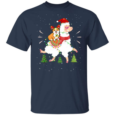 Funny Corgi Riding Llama Christmas Xmas Gifts-T-Shirt & Hoodie-Classic T-Shirt-Navy