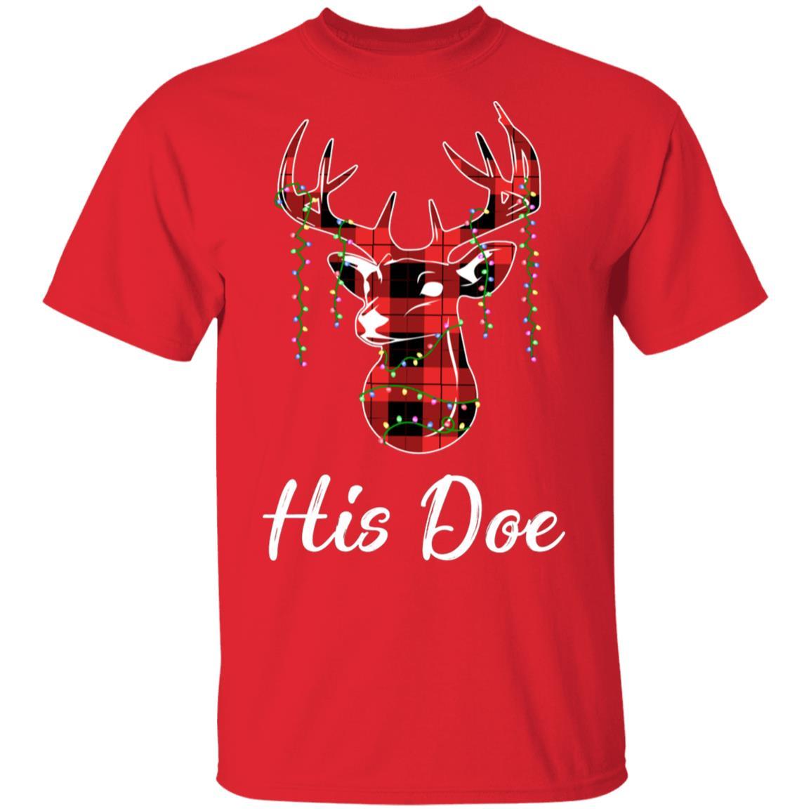 His Doe Couples Matching Christmas Pajamas Costume Gift-T-Shirt & Sweatshirt-Classic T-Shirt-Red