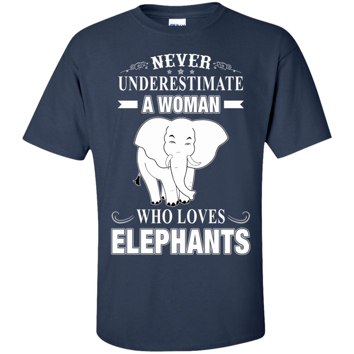 Never Underestimate Woman Loves Elephant-T-Shirt & Hoodie-Classic T-Shirt-Navy